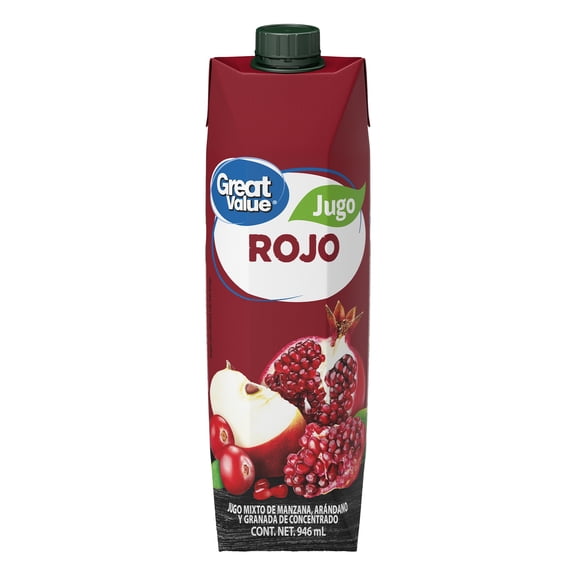 Jugo rojo Great Value mixto de manzana arándano y granada de concentrado 946 ml