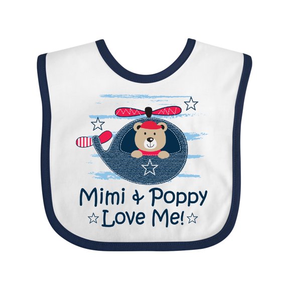 Inktastic Mimi and Poppy Love Me Grandchild Boys Baby Bib