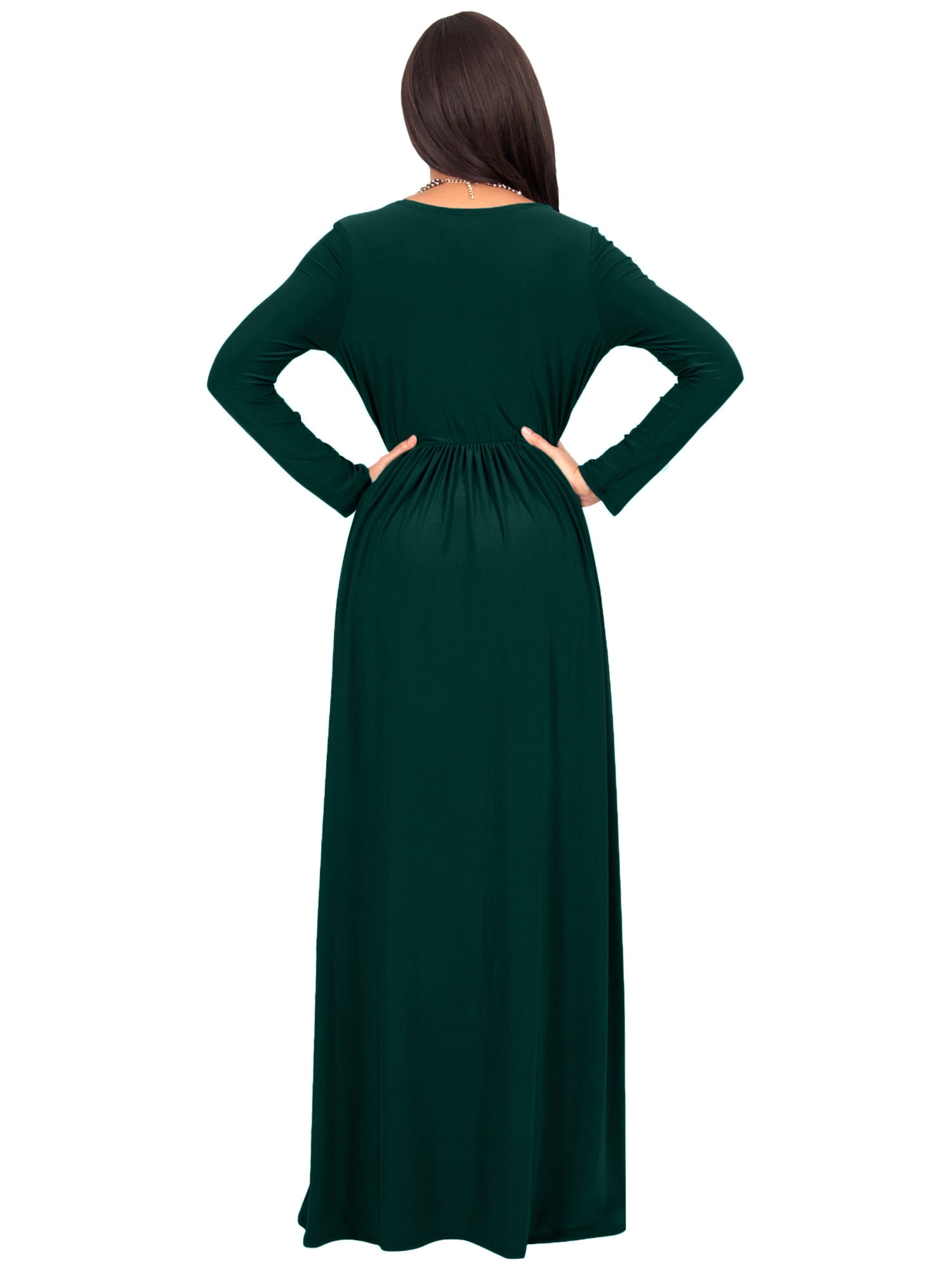 KOH KOH Long Sleeve Modest Fall Winter Evening Flowy Empire Waist Full  Floor Length Cocktail Formal Tall Maxi Dress For Women Gown Abaya Emerald  Green XXX-Large US 22-24 GMD001 - Walmart.com