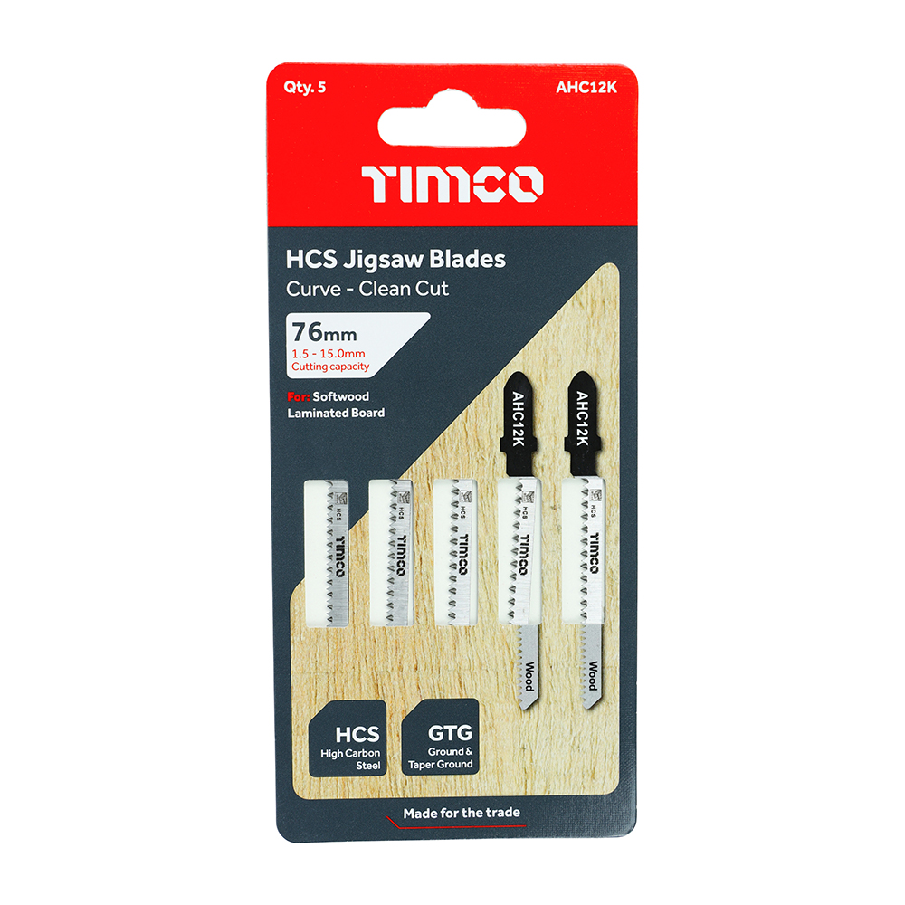 Timco - Jigsaw Blades - Wood Cutting - HCS Blades (Size T101AO - 5 Pieces)