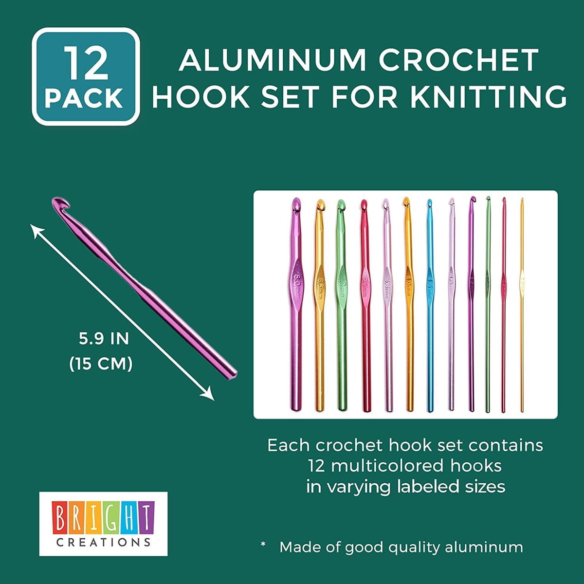 Metal Crochet Hook sizes 2mm to 8mm - Craft Knitting Yarn Needles Weave Need
