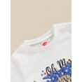 thumbnail image 6 of Aojekbee 4th of July Toddler Boys Outfits Letter Print Short Sleeve T-Shirts Tops and Cow Head Flag Stars Print Shorts 2Pcs Clothes Set, 6 of 10