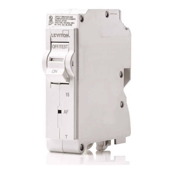 Leviton R01-LB115-AFR 15 Amp 1-Pole Plug-On AFCI Branch Circuit Breaker 120 VAC