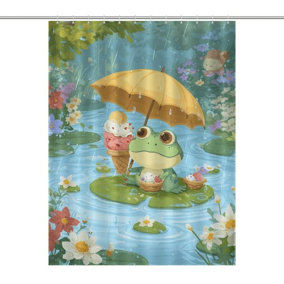 Cute Witch Frog Shower Curtains - Bath Shower Curtain Set with 12 Hooks for Adults Kids Bathroom Decor Accessories
