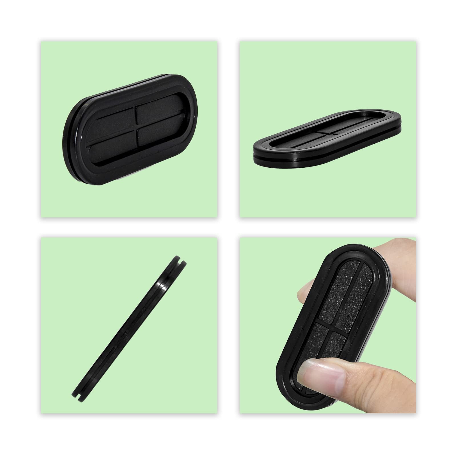 Flyshop 4-Pack Black 20 x 50 mm, 13/16" x 2" Drill Hole Double-sided Rectangle Firewall Hole Plugs, Synthetic Rubber Grommets Wire Protection