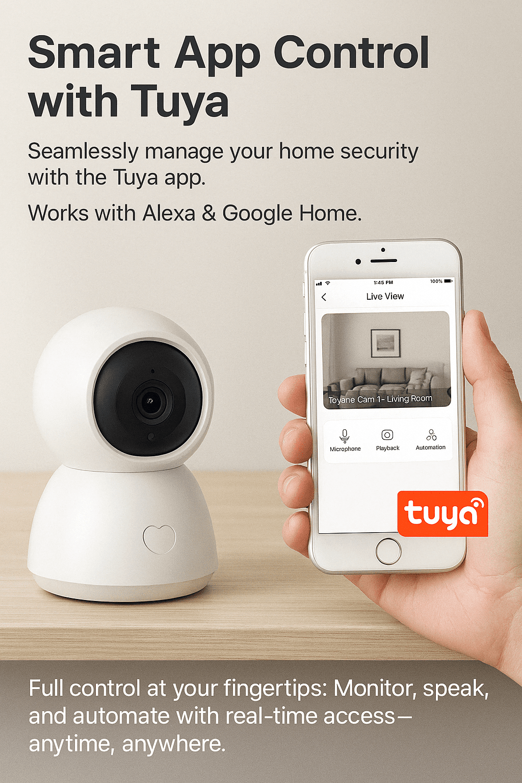 Toyanc AI Indoor Security Camera - 1440p HD Pan Tilt Baby and Pet Monitor, 2-Way Audio, Night Vision, Works with Alexa