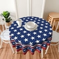 thumbnail image 4 of 4th of July Tablecloth Round 60 Inch Patriotic Memorial Independence Day Decorative Table Cloth Washable Wrinkle Stain-Resistant Polyester Holiday American Flag Blue Table Cover For Party Dinner, 4 of 6