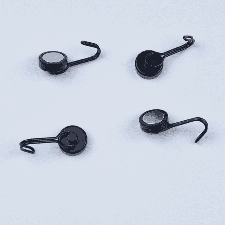 4-Pack Heavy Duty Magnetic Hooks, 30lbs Swivel Magnet Hooks with Rust-Proof Black Epoxy Coating for Indoor Outdoor Hanging