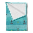 thumbnail image 2 of Aqua Soft Flannel Fleece Throw Blanket, Nautical Pattern with Halftone Dotted Sea Inspired Background and Marine Anchor, Cozy Plush for Indoor and Outdoor Use, 60" x 80", Multicolor, by Ambesonne, 2 of 5