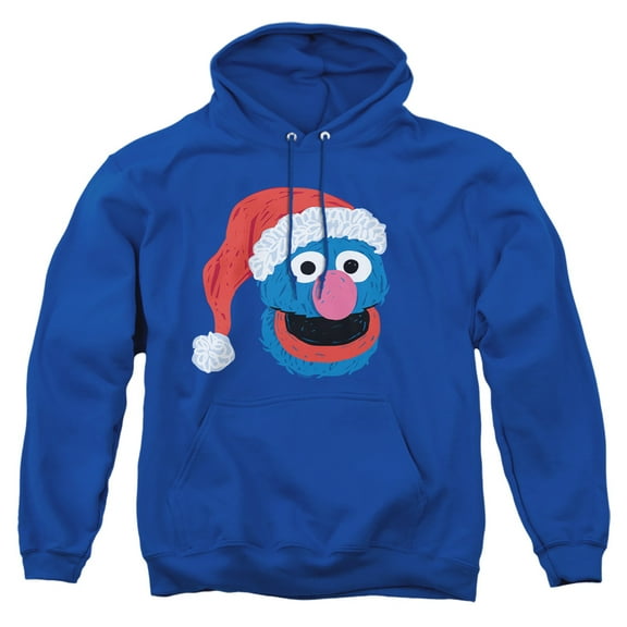 Sesame Street Scribble Christmas Grover Adult Pull-Over Hoodie, Royal, Small