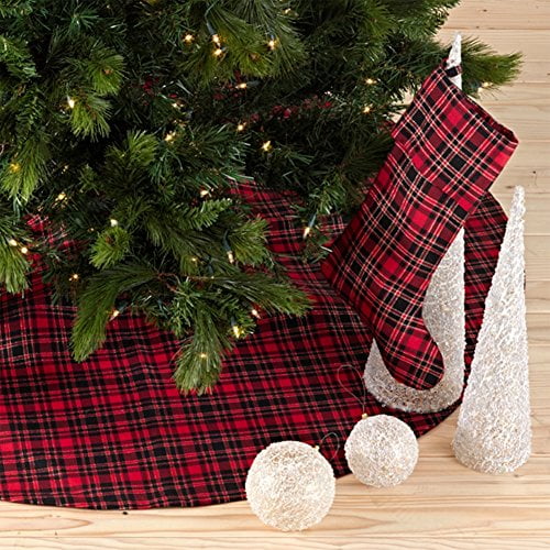Highland Holiday Decor Plaid Design Christmas Tree Skirt, One Piece