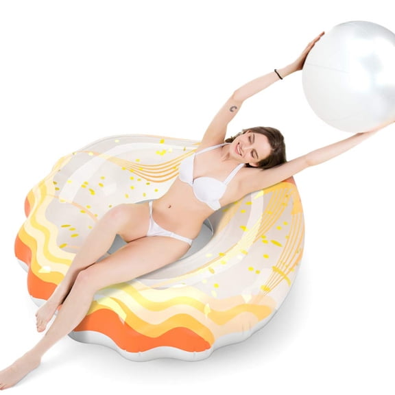 Inflatable Pool Float Floatie with Ball Water Fun Large Blow Up Summer Beach Swimming Floaty Toys Lounge Raft for Adults (XL)