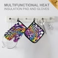 thumbnail image 4 of Yayeee Oven Mitts and Pot Holder Set of 2 Heat Resistant Kitchen Gloves Baking Hot Pad, Purple Wavy Plaid, 4 of 5