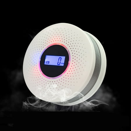 2 in 1 Carbon Monoxide&Smoke Alarm Smoke Fire Sensor Alarm CO Carbon Monoxide Detector Sound Combo Sensor Tester Battery Operated with Display for CO