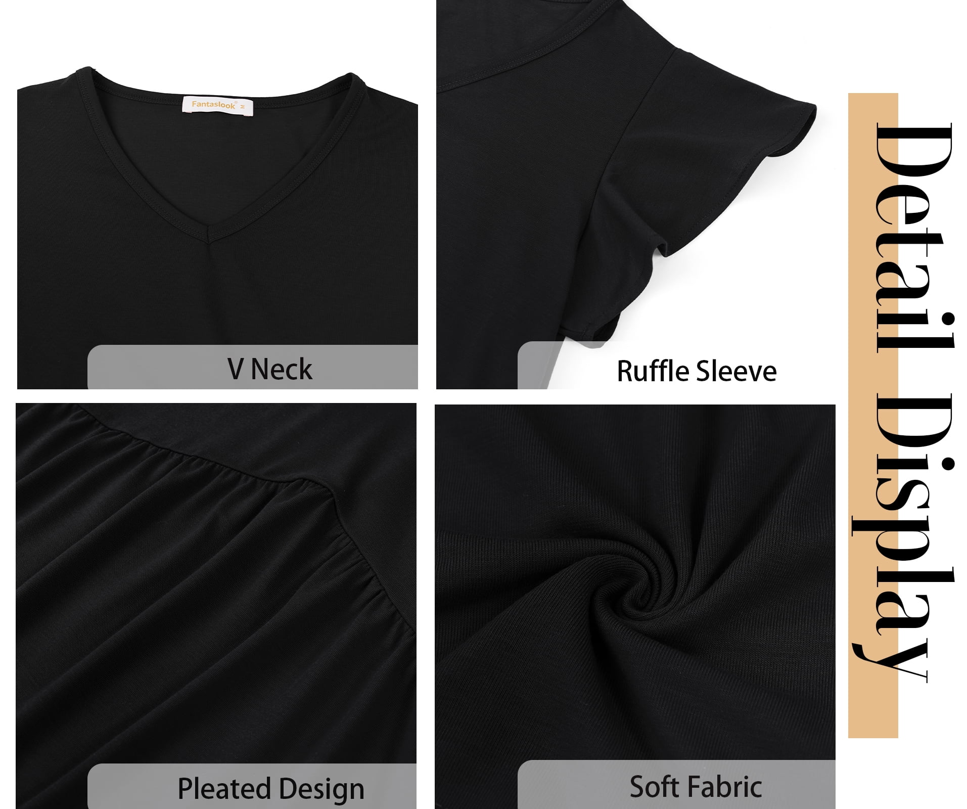 Fantaslook Womens Tops V Neck Short Sleeve Summer Shirts Babydoll Peplum Tops Tunic Dressy Casual Blouses