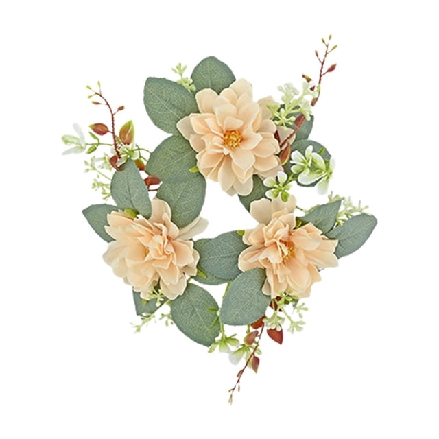 Rose Spring Wreaths For Front Door Outside Flower Wreath With Hydrangea Candle Rings Wreaths Artificial Home Wedding Centerpieces Decor For Holiday