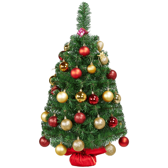 Alden Design 3 Ft Mini Artificial Christmas Tree with Cement Base, Green