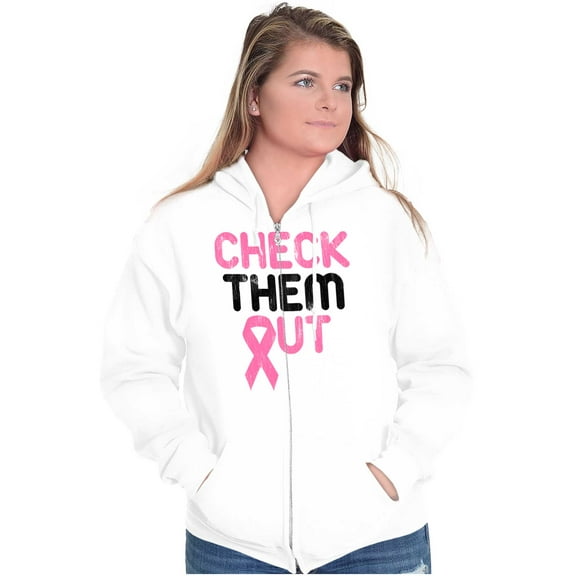 Breast Cancer Check Them Out BCA Zip Hoodie Sweatshirt Women Brisco Brands S