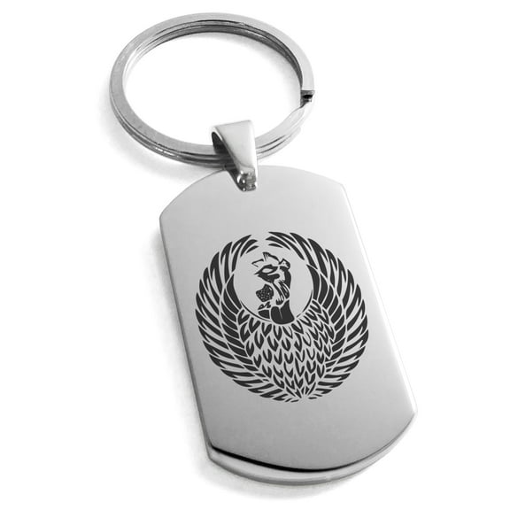 Stainless Steel Hatano Samurai Crest Engraved Dog Tag Keychain Keyring
