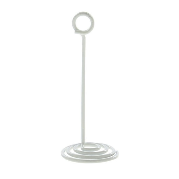 HUBERT® Countertop Sign Holder White Metal Spiral Base - 5"H