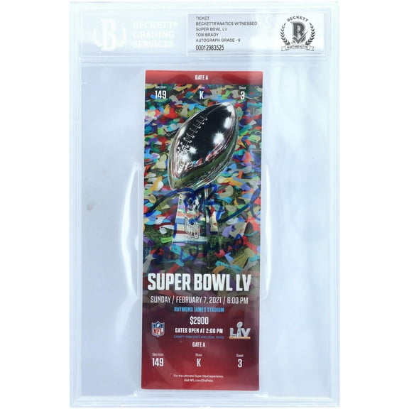 Tom Brady Tampa Bay Buccaneers Autographed Super Bowl LV Ticket with "SB LV MVP" Inscription - Beckett Graded 9 - Fanatics Authentic Certified