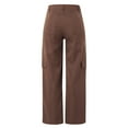 thumbnail image 6 of Ediodpoh Women Wear Waist Three Pocket Trousers Cargo Pants Casual Pants Tailored Fit Womens Work Pants Coffee XXXL, 6 of 8
