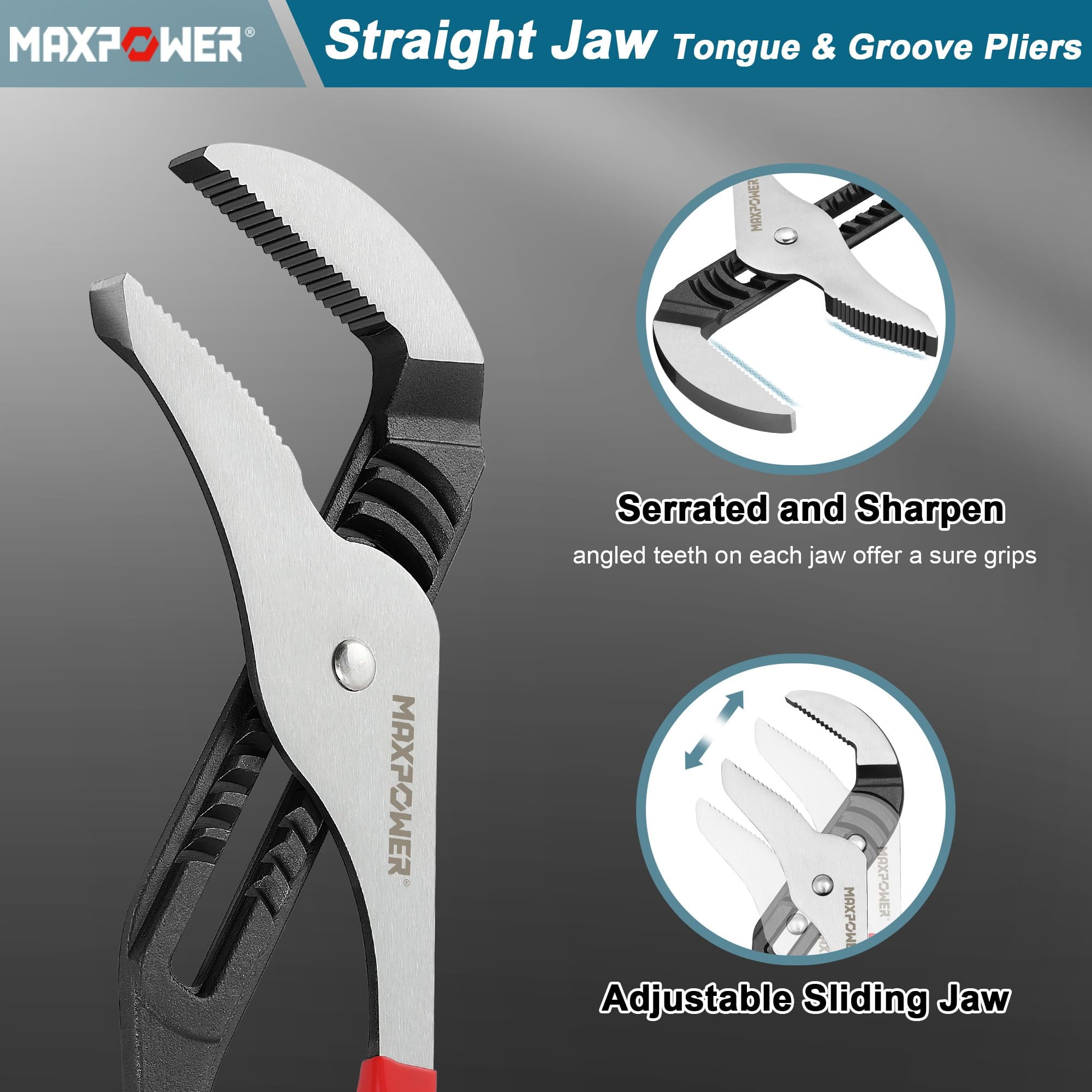 MLPJS_⑅﻿ MAXPOWER 20 inch Groove Joint Pliers, 5.5 inch Max Opening