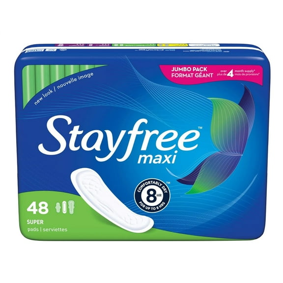 Stayfree Maxi Super 48 Count Jumbo Pack 4 Month Supply (Pack of 2)