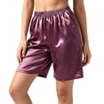 thumbnail image 4 of Yourumao Satin Shorts for Women Elastic Waist Bermuda Shorts for Loungewear Soft Comfy Loose Fit Pajama Bottoms for Leisure Home, 4 of 7