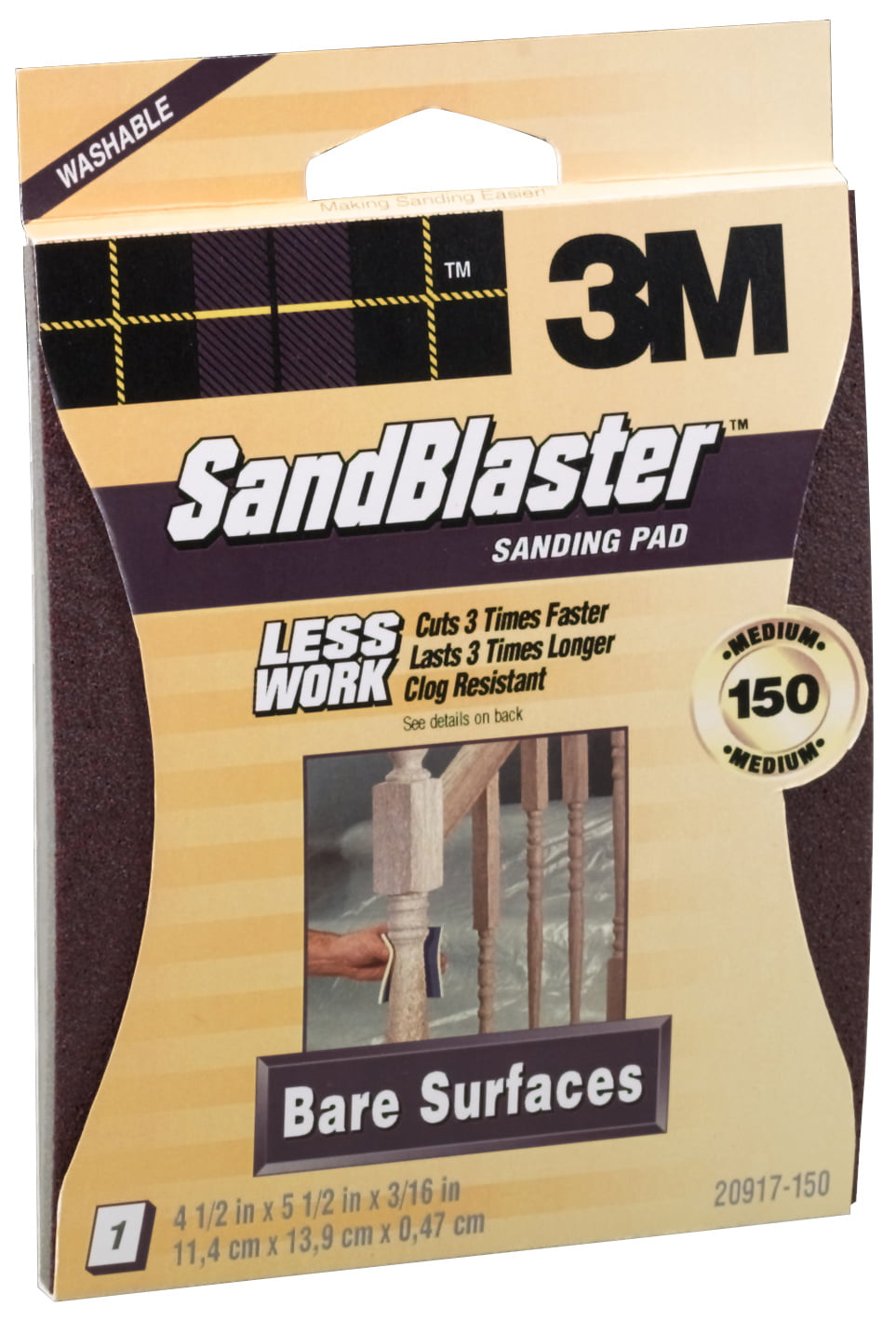 Pack Of 1 Multi Surface Sheets 3M Sandblaster Sanding Pad Medium 150 Grit 