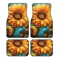 thumbnail image 1 of Kdxio Deep Yellow Colorful Sunflower Print Car Floor Mats Universal SUV Front Rear Floor Foot Mats 4-Piece Full Set with Non-Slip Rubber Backing Car Accessories for Most Cars, 1 of 7