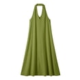 thumbnail image 7 of Women's V-Neck Sleeveless Casual Solid Color Hanging Neck Summer Dress, 7 of 7