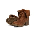 thumbnail image 4 of Women Faux Fur Cuff Stacked Lug Sole Chunky Heel Combat Boot 19543, 4 of 6