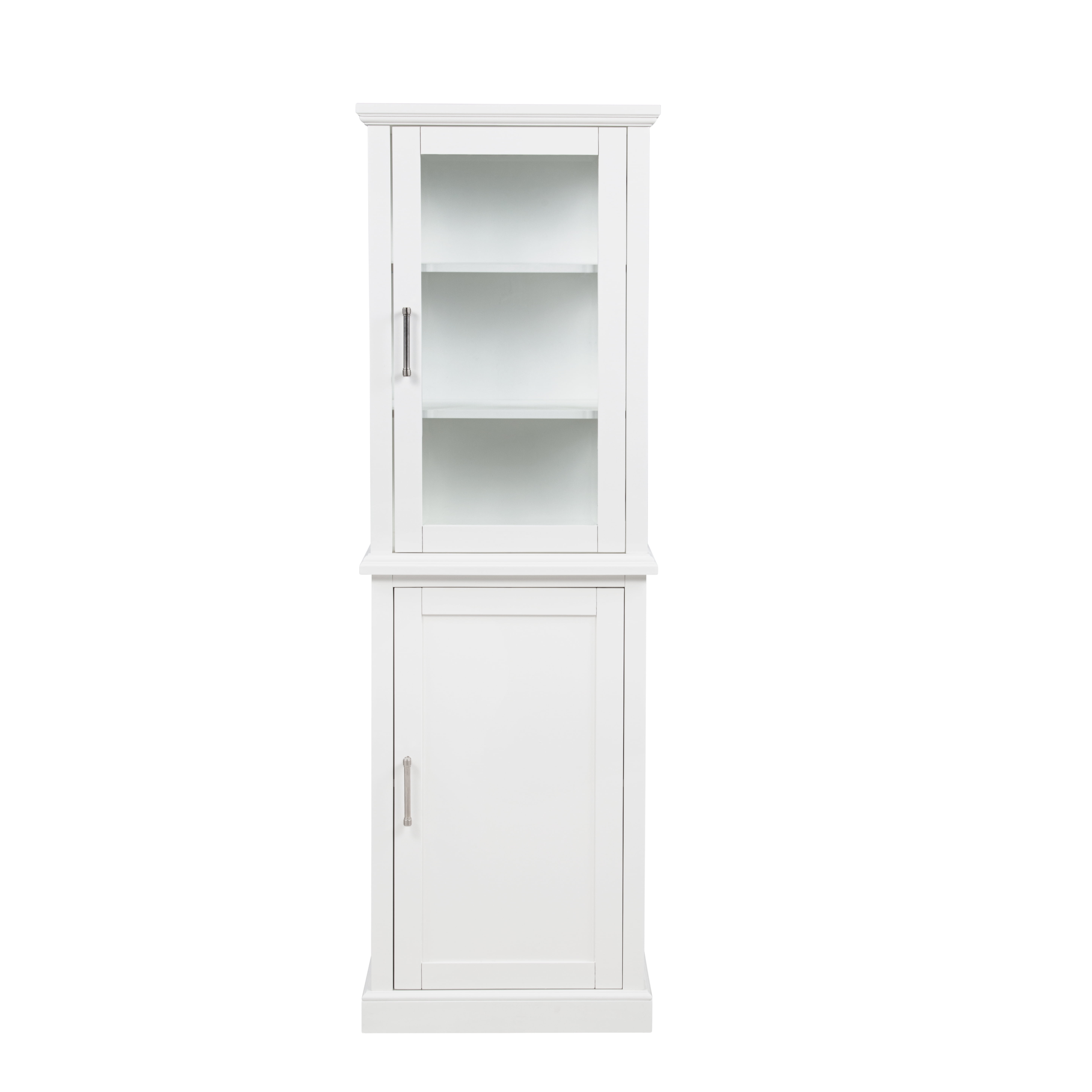 Linon Serenity Tall Two Door Bathroom Cabinet with Shelves, White
