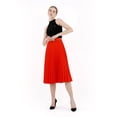 thumbnail image 2 of Coral Pleated Skirt High Waist Elastic Waist Band Midi Skirt, 2 of 5