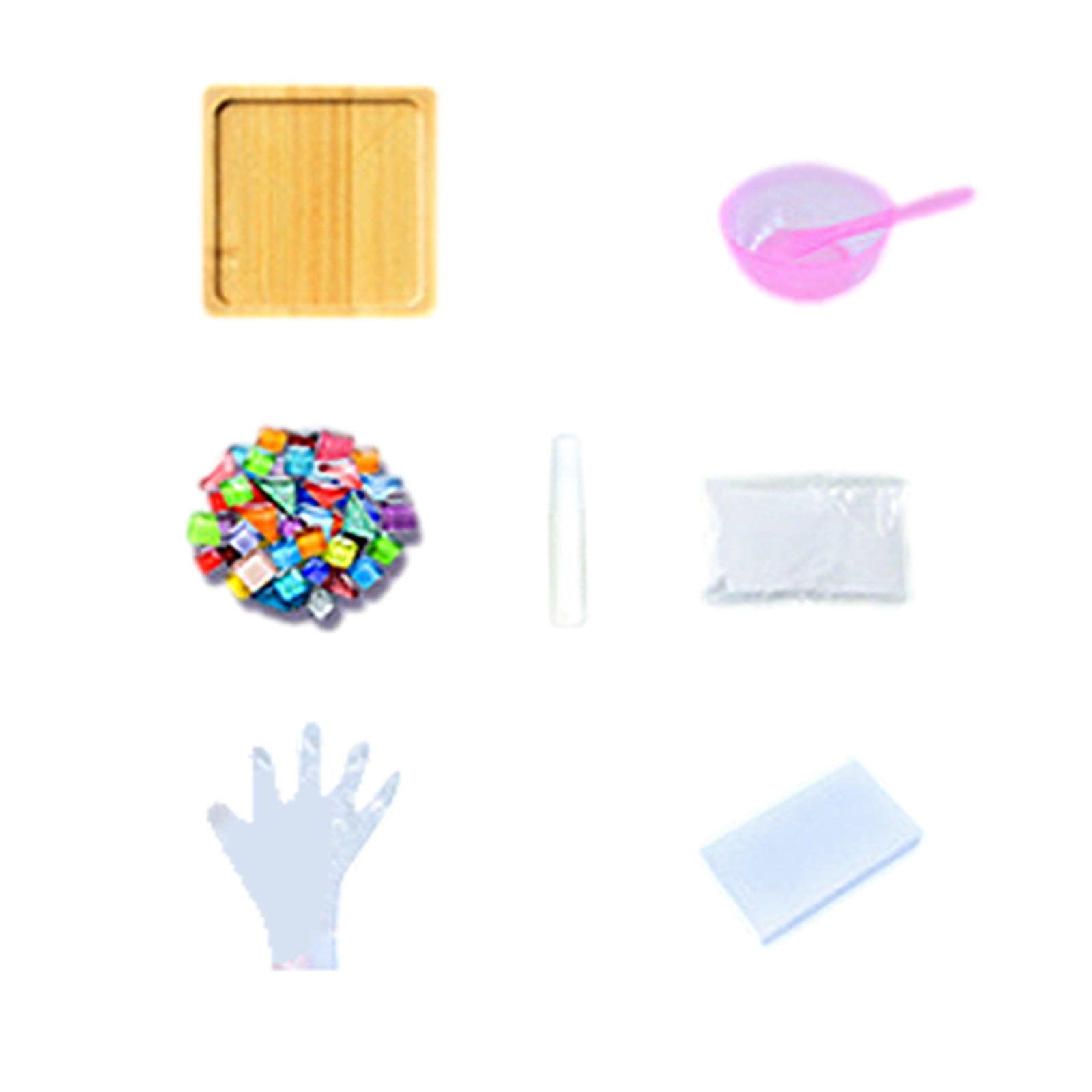 Weloille Crafts Mosaicss Tile Set Wooden Cup Mats Mixed Color Mosaicss Set Crafts Pack 6ml