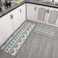 thumbnail image 2 of Blue and Pink Diamond Shaped Boho Pattern Kitchen Rugs Sets Of 2,Anti Fatigue Kitchen Mat Rugs Non Slip Washable,Decorative Kitchen Floor Mats for Kitchen,Sink,Laundry,17"x30"+17"x47", 2 of 7