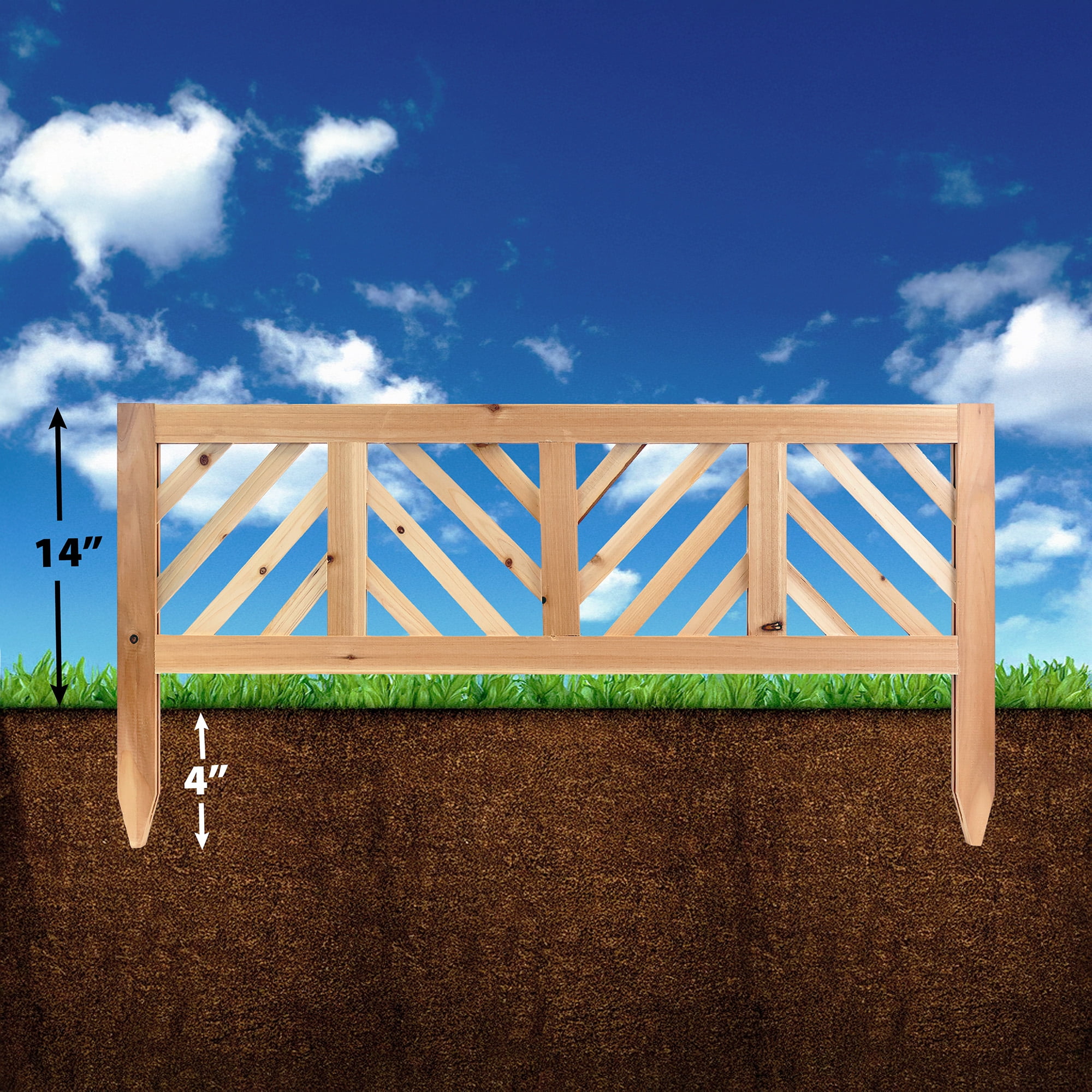 Expert Gardener 18in H x 36in W Wood Garden Border, Chevron Style