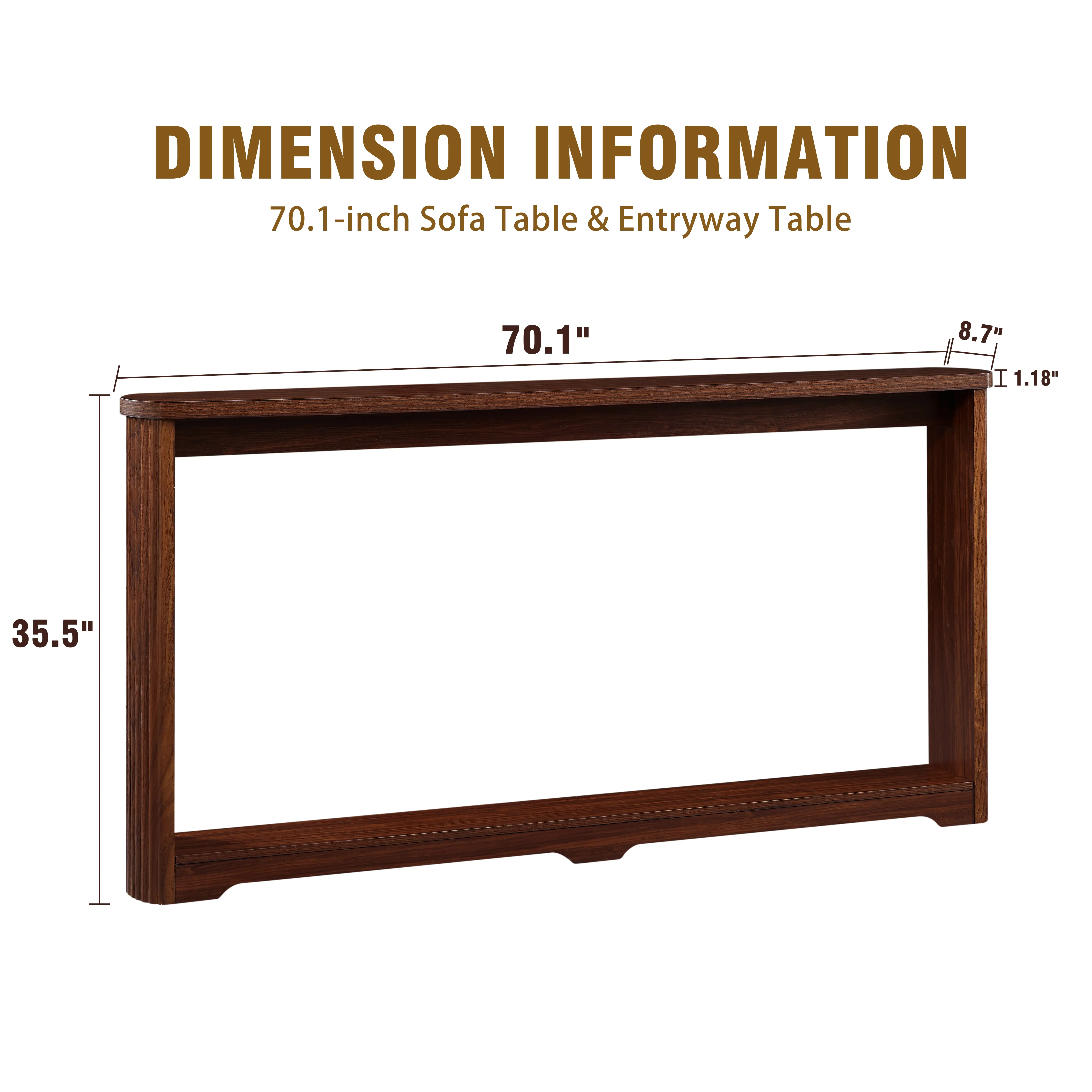 Aukfa 70.1" Narrow Console Table, Long Entryway Table & Behind Sofa Table for Hallway and Living Room,Walnut