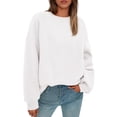 thumbnail image 1 of Sudadera Oversize de Cuello Redondo para Mujer PRETTYGARDEN Blanca 2XL, 1 of 6