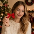 thumbnail image 7 of 12 Pack Mini Velvet Christmas Bow Ornaments, 5.5cm Hanging Decorations for Christmas Tree, Garland, Wreath, Holiday Party and Seasonal Home Display, 7 of 7