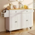 thumbnail image 2 of Lofka 52-Inch Kitchen Island with Storage on Wheels with Wood Drop Leaf, Ideal for Small Kitchens, 2 of 11