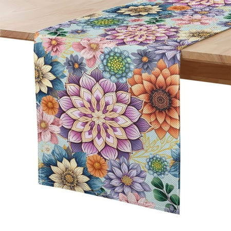 

Kuiaobaty Table Runner Modern Elegant Table Center Decor for Home Kitchen Dining Dinner Indoor Kitchen & Dining Accessories Colorful Boho Mandala Flower Pattern 13 x 36 Inch