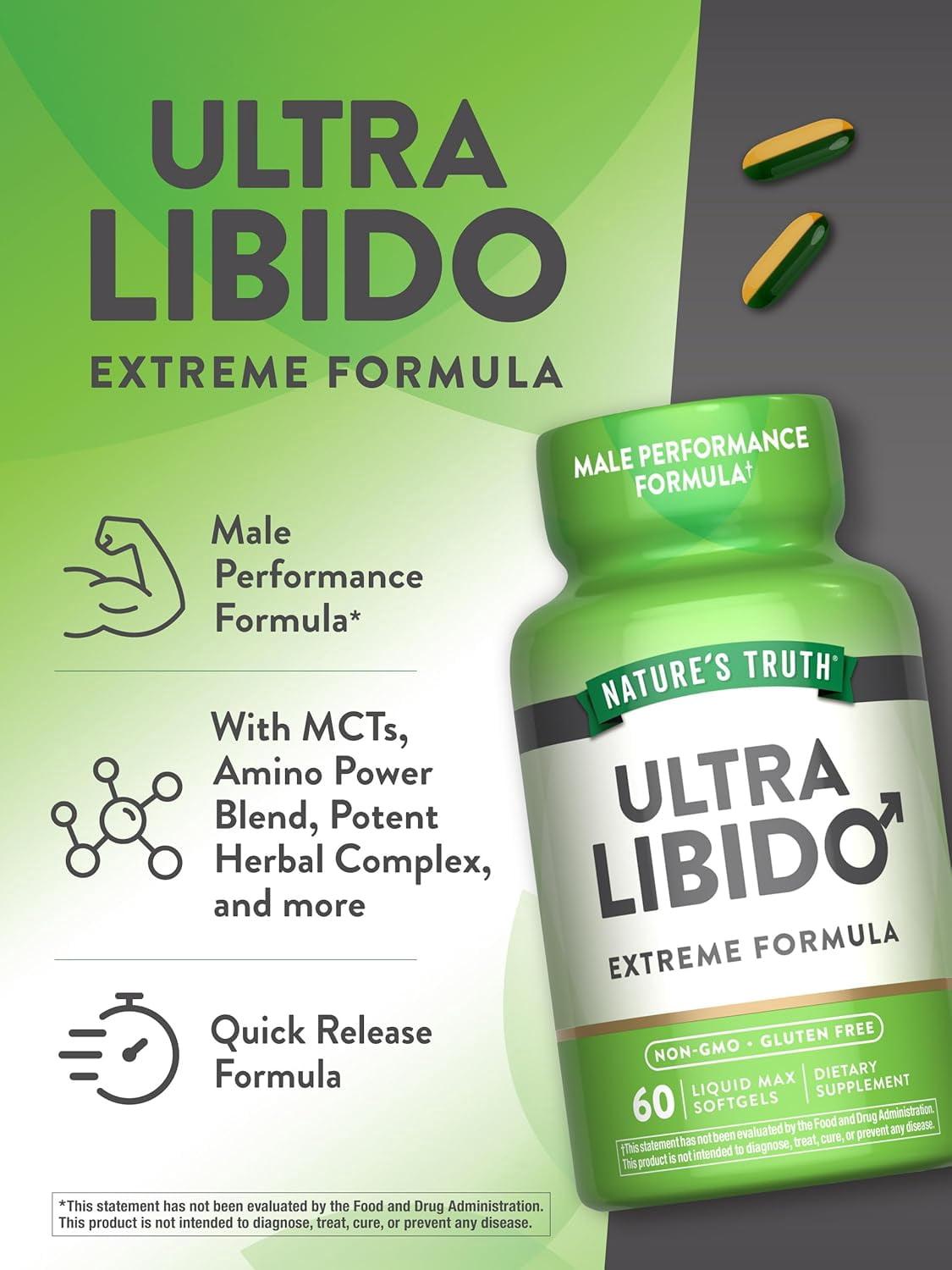 Nature's Truth Ultra Libido Support for Men, 60 Softgels, Non-GMO