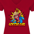 thumbnail image 4 of Inktastic Soccer Girl Superhero Women's V-Neck T-Shirt, 4 of 5