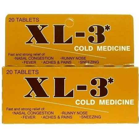 3 Pack - Xtra XL-3 Cold Medicine Tablets 20 ea