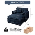 thumbnail image 2 of 57.48'' Blue Chenille Oversized Recliner Chair - Movable Ottoman, DIY Combination, Soft Upholstery Indoor Lounge Chair for Living Room/Bedroom, 2 of 25
