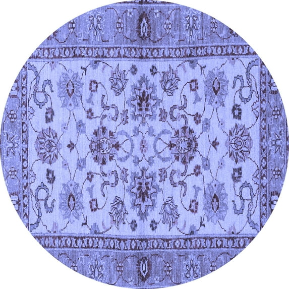 Ahgly Company Machine Washable Indoor Round Abstract Blue Modern Area Rugs, 5' Round