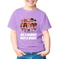 thumbnail image 4 of MIXUE Kids Girls Tops & T-Shirts Kids Cartoon Letter Print Round Neck Short Sleeve Casual Child Pullover Tee Shirts Sportwear,Purple,6-7 Years, 4 of 4