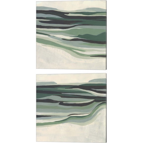 Great Art Now Green Mesa by June Erica Vess 2 Piece Canvas Art Set Each 14"W x 14"H